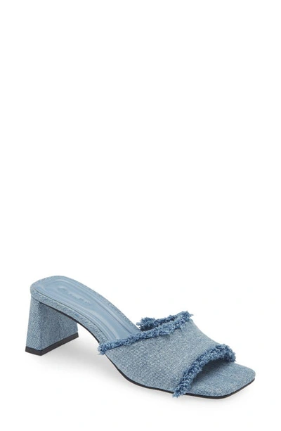 Open Edit Jaydin Slide Sandal In Blue Stonewashed Denim