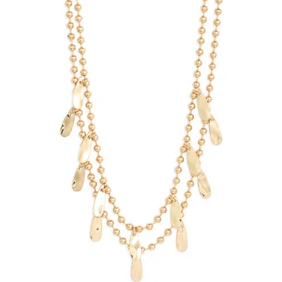 Open Edit Layered Drops Ball Chain Necklace In Gold