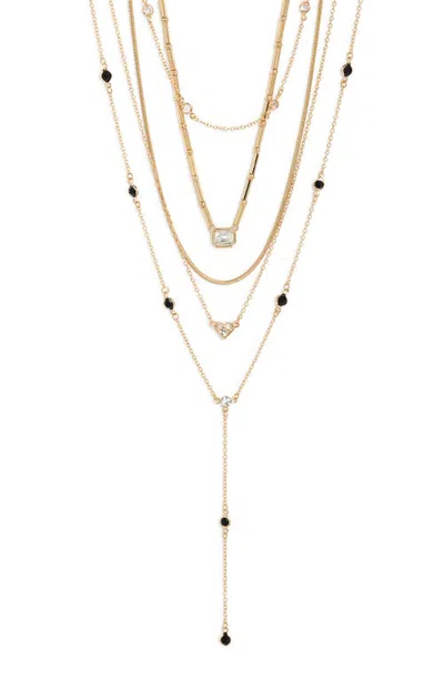 Open Edit Layered Heart Accent Necklace In Gold