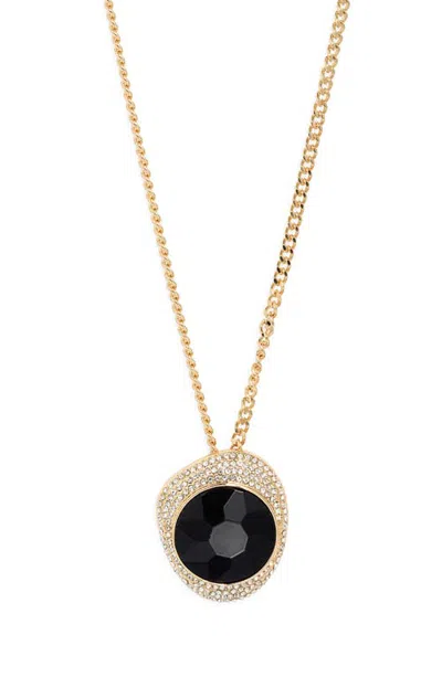 Open Edit Long Pave Faceted Pendant Necklace In Gold