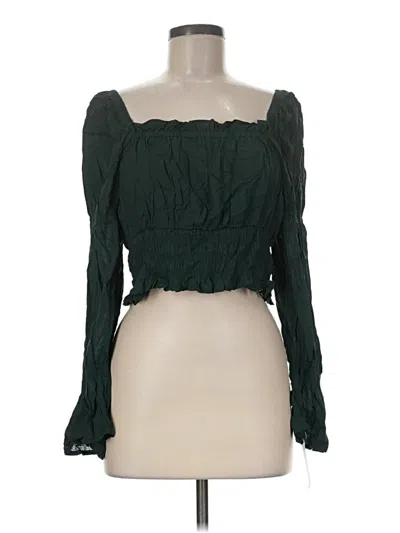 Open Edit Long Sleeve Blouse In Green