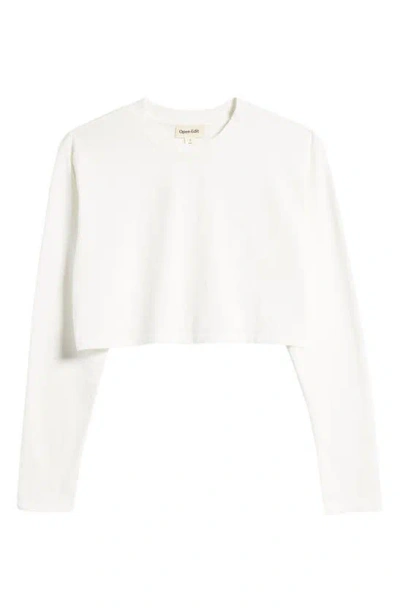 Open Edit Long Sleeve Crop T-shirt In Ivory Cloud