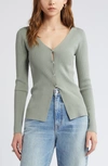 Open Edit Luxe Sculpt Cardigan In Green Halo