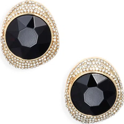 Open Edit Pavé Faceted Stud Earrings In Gold