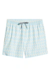 Open Edit Recycled Volley Swim Trunks In Blue Diamond Grid