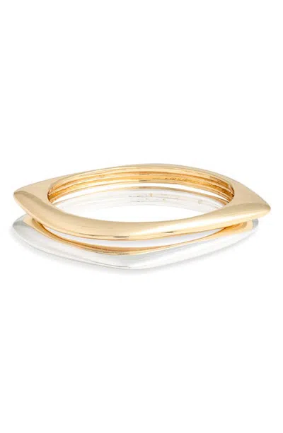 Open Edit Set Of 2 Angled Bangles In Gold