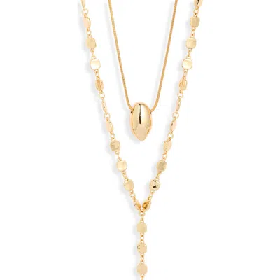 Open Edit Set Of 2 Orb & Y-necklaces In Gold