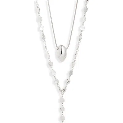 Open Edit Set Of 2 Orb & Y-necklaces In Metallic