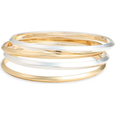 Open Edit Set Of 4 Skinny Bangle Bracelets In Gold