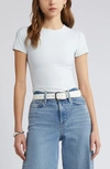 Open Edit Smooth Edit Short Sleeve Top In Blue Illusion