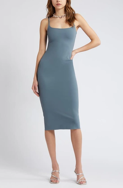 Open Edit Smooth Edit Strappy Midi Slipdress In Blue Weather