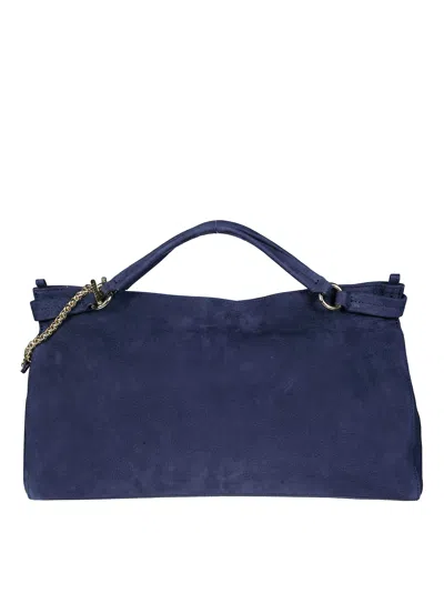 Orciani Elongated Suede Shoulder Bag In Blue