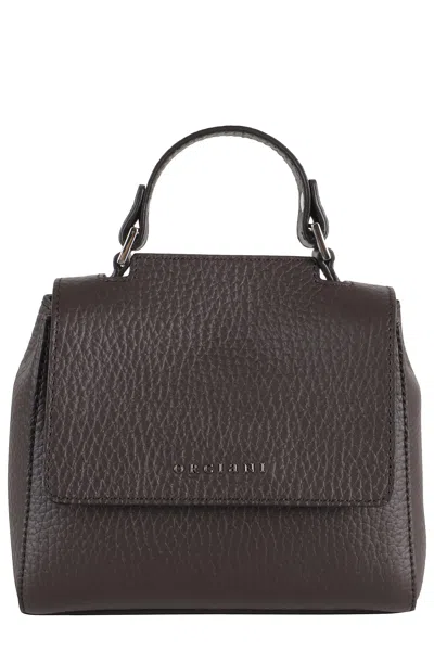 Orciani Hammered Leather Sveva Soft Mini Handbag In Brown