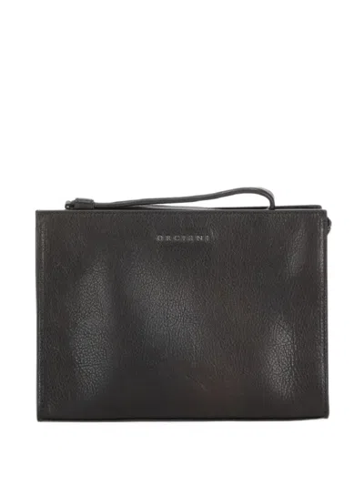 Orciani Small Lagoon Logo-plaque Leather Clutch Bag In Black