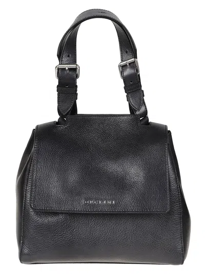 Orciani Sveva Small Calf Leather Shoulder Bag In Black