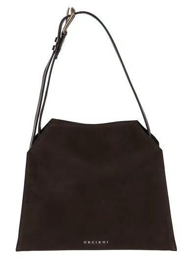 Orciani Trinity Small Calf Leather Tote Bag In Brown
