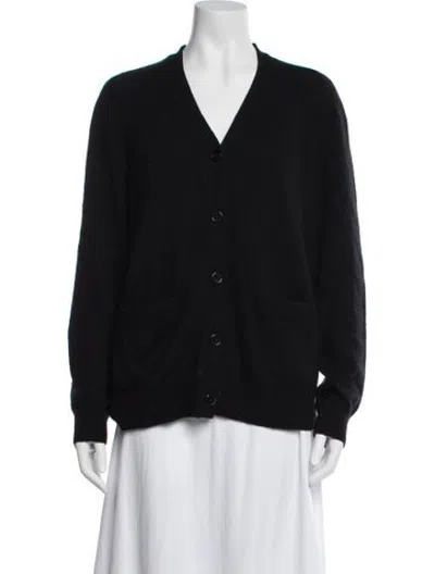 Pre-owned Organic By John Patrick Merino Wool V-neck Sweater In Black