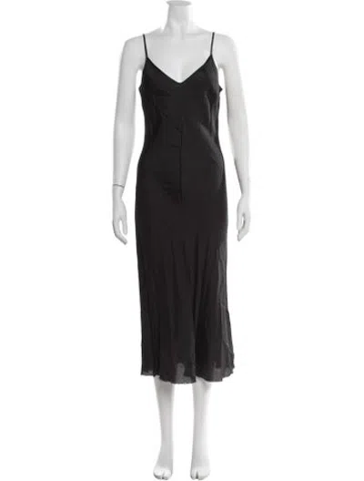 Pre-owned Organic By John Patrick V-neck Midi Length Dress In Black
