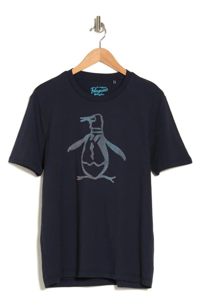 Original Penguin 3d Dot Penguin Cotton T-shirt In Dark Sapphire