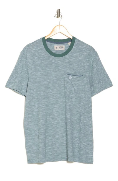 Original Penguin Chambray Tipped Pocket T-shirt In Green