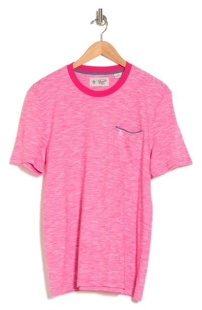 Original Penguin Chambray Tipped Pocket T-shirt In Pink