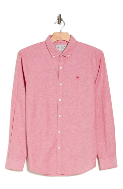 Original Penguin Core Oxford Button-up Shirt In Pink