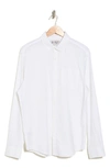 Original Penguin Linen Blend Woven Solid Button-down Shirt In Bright White