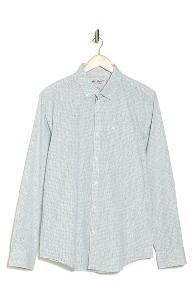 Original Penguin Mini Geo Floral Poplin Button-up Shirt In Aquarius