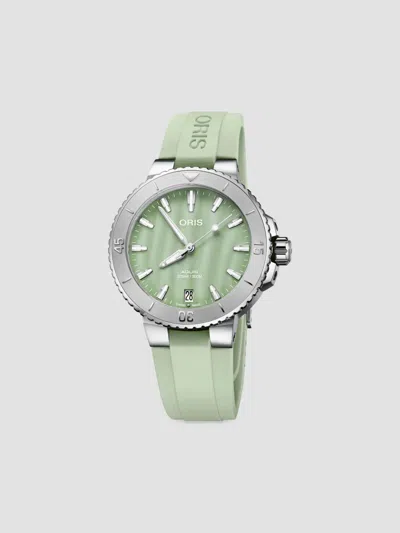 Oris Women's Aquis Stainless Steel, Mother-of-pearl & Rubber Watch In Green