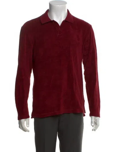 Pre-owned Orlebar Brown Collar Long Sleeve Polo Sweater In Burgundy