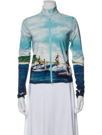 Pre-owned Orlebar Brown Graphic Print Long Sleeve Top In Blue/white