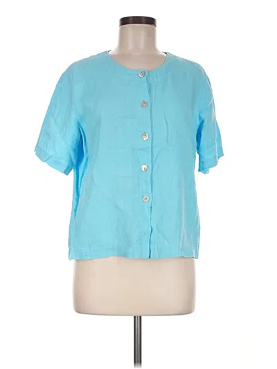 Pre-owned Orvis Short Sleeve Blouse In Blue