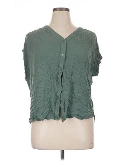 Pre-owned Orvis Short Sleeve Blouse In Green