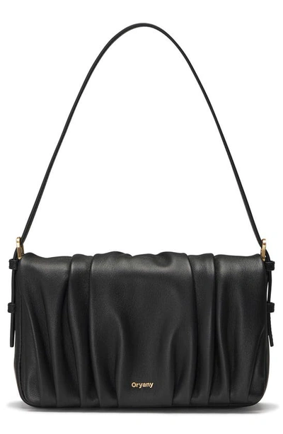 Oryany Bell Pleated Leather Shoulder Bag In Black