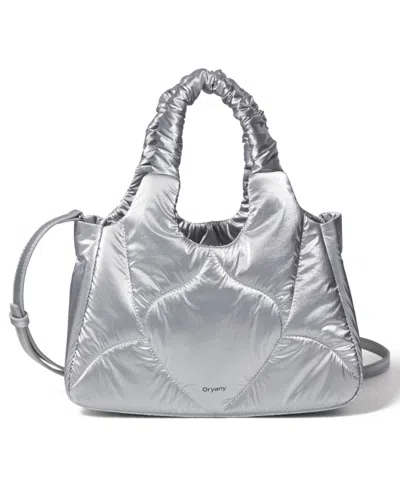 Oryany Half Moroccan Padding Medium Quilted Crossbody Handbag In Silver
