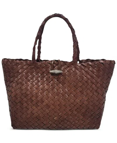 Oryany Kayla Woven Small Leather Toggle-button Tote Handbag In Brown