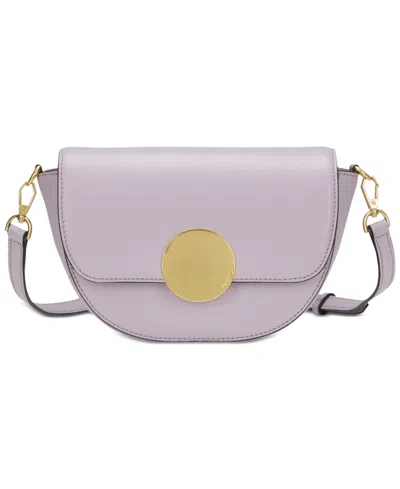 Oryany Lottie Convertible Leather Mini Saddle Crossbody Handbag In Stock Purple