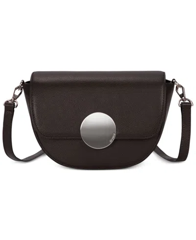 Oryany Lottie Leather Saddle Crossbody Handbag In Dark Choco