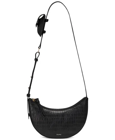 Oryany Rookie Croco Leather Crossbody Handbag With Detachable Pouch In Black