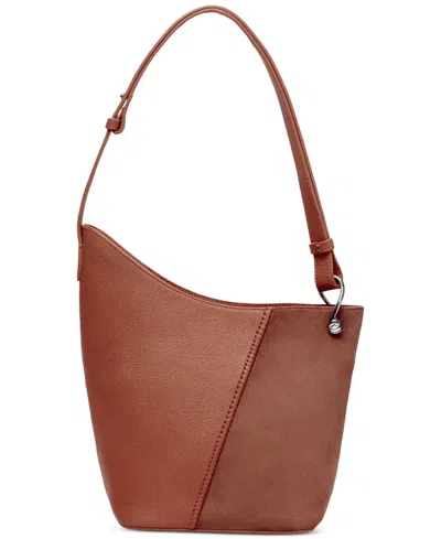 Oryany Sage Leather And Suede Adjustable Bucket Shoulder Handbag In Cognac