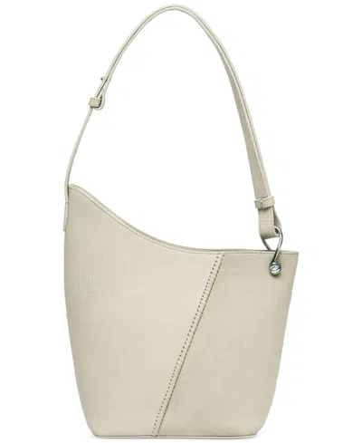 Oryany Sage Leather And Suede Adjustable Bucket Shoulder Handbag In Vanilla Cream