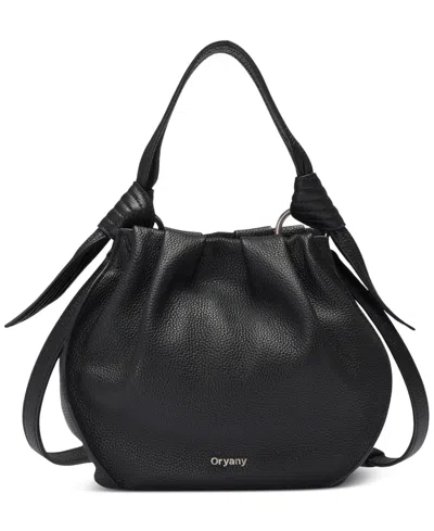 Oryany Selena Leather Crossbody Bucket Handbag In Black