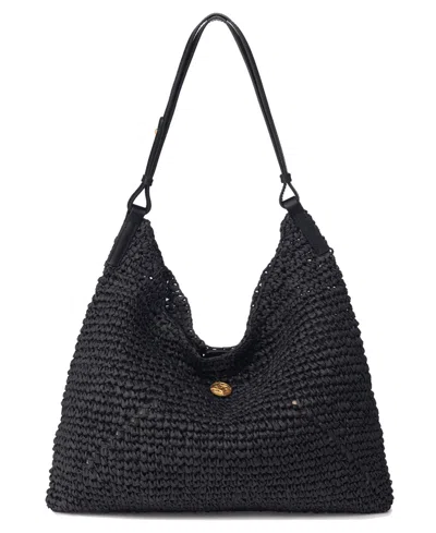 Oryany Triangle Handmade-raffia Shoulder Handbag In Black