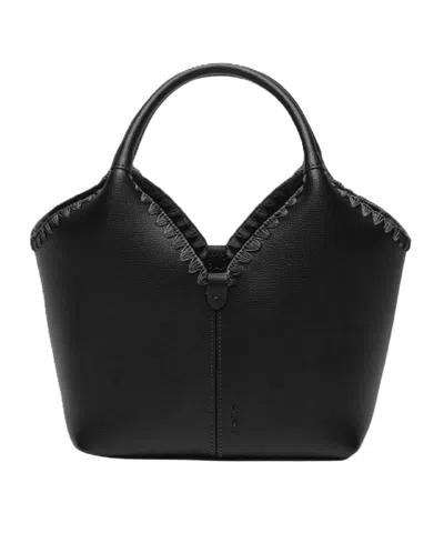 Oryany Vanessa Hand-stitch Small Convertible Strap Leather Satchel Handbag In Black