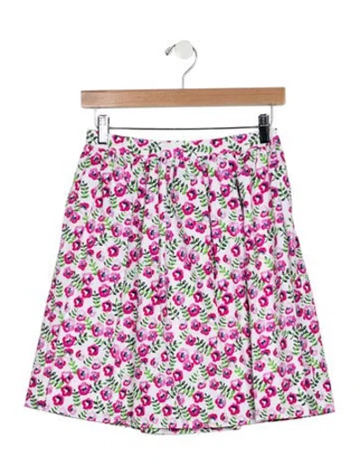 Pre-owned Oscar De La Renta Kids Girls' All Over Print Skirt In Pink/white