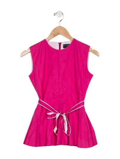 Pre-owned Oscar De La Renta Kids Girls Sleeveless Shirt In Pink
