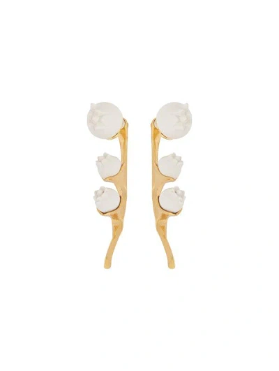 Oscar De La Renta Lily Of The Valley Branch Earrings In Gold