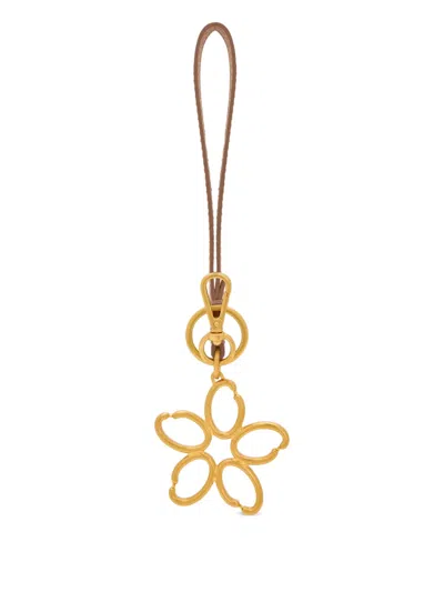 Oscar De La Renta O Flower Pendant Keyring In Gold