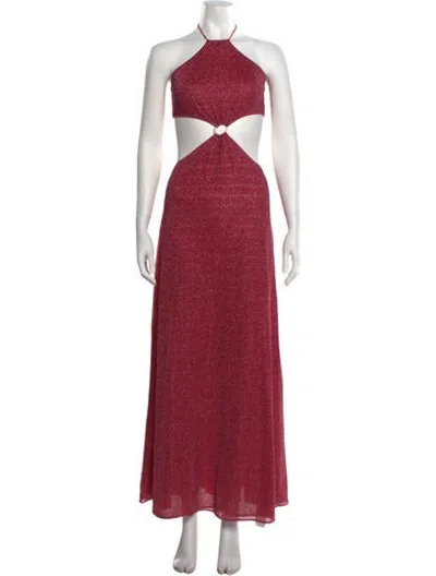 Pre-owned Oseree Halterneck Long Dress In Pink
