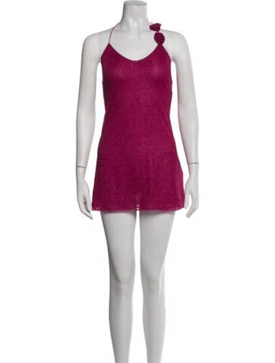 Pre-owned Oseree Halterneck Mini Dress In Pink